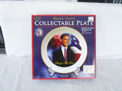 2008 Barack Obama Historic Victory Collectable Plate~ w/Stand & w