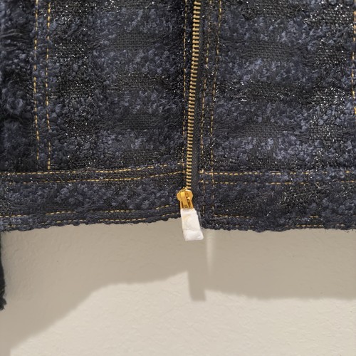 Chaqueta Tory Burch Aria Negra Metálica Cuadros Tweed Talla 14 Nueva con Etiquetas - Imagen 4 de 11