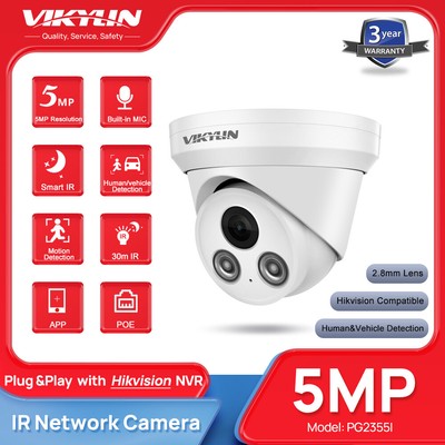 Vikylin HIK Compatible 5MP Outdoor Security IP Camera Turret IR 2.8mm Lens