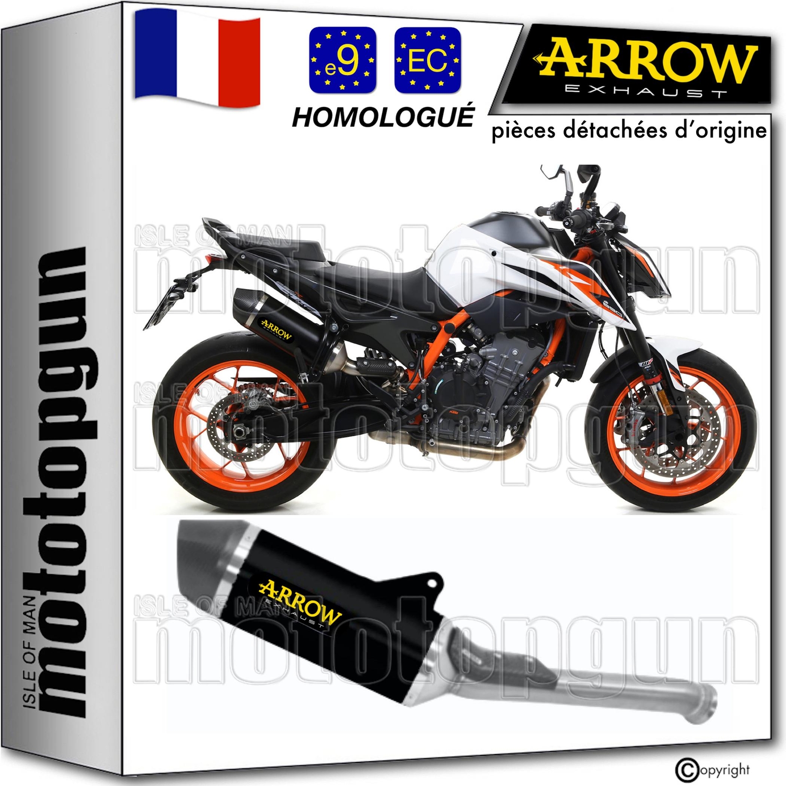 Pot echappement noir Arrow C Race-Tech homologue pour moto KTM 890 Duke R 2023
