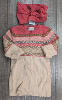 Baby Girl Clothes Mayoral Jeans 2T 2pc Brown & Pink Knit Dress & Headband