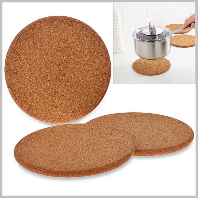 7"19 cm NEW 3pcs Natural Cork Trivets Protect Countertops From Hot