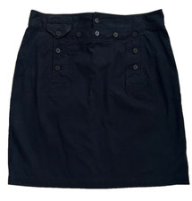 Lauren Ralph Lauren Vtg Pencil Skirt Black Cotton Buttons Lace-Up Detail Size 10
