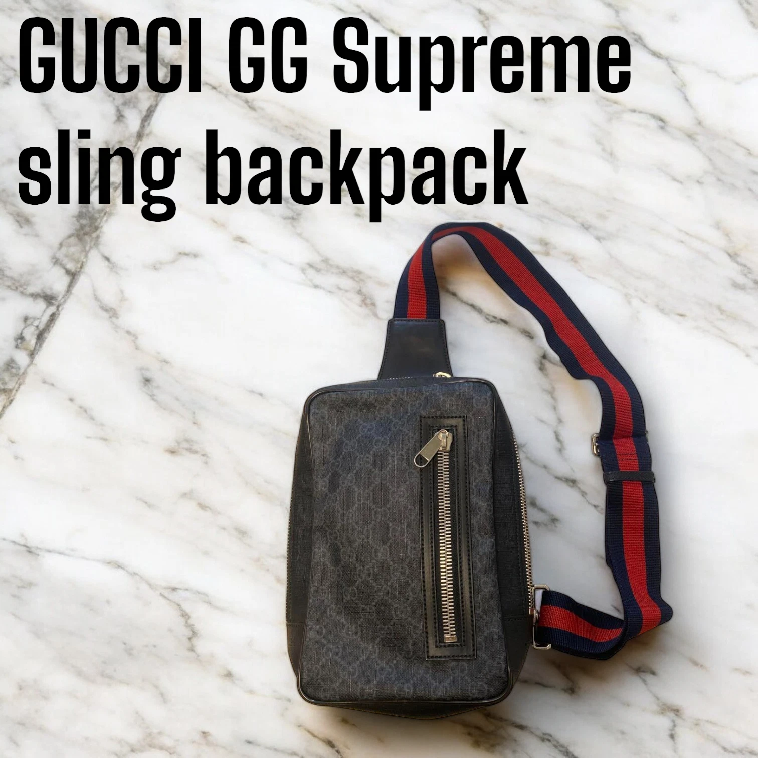 GUCCI GG Supreme sac à dos à bandoulière sac ceinture ligne Sherry sac à bandoulière noir 478325 F/J