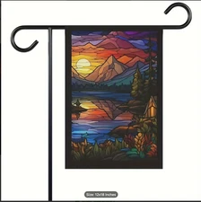 Colorful Lakeside Camping-Themed Garden Flag - Durable Polyester, 12"X18",