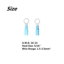 100PCS Blue Heat Shrink Ring Terminals 5/16" Eyelet Wire Connectors 16-14 AWG