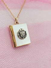 DELTA ZETA Antique Vintage Locket Necklace Gold Filled GF Sorority Keepsake