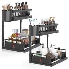2-Pack under Sink Organizer 2-Tier Multi-Use Kitchen Bathroom Organizers 