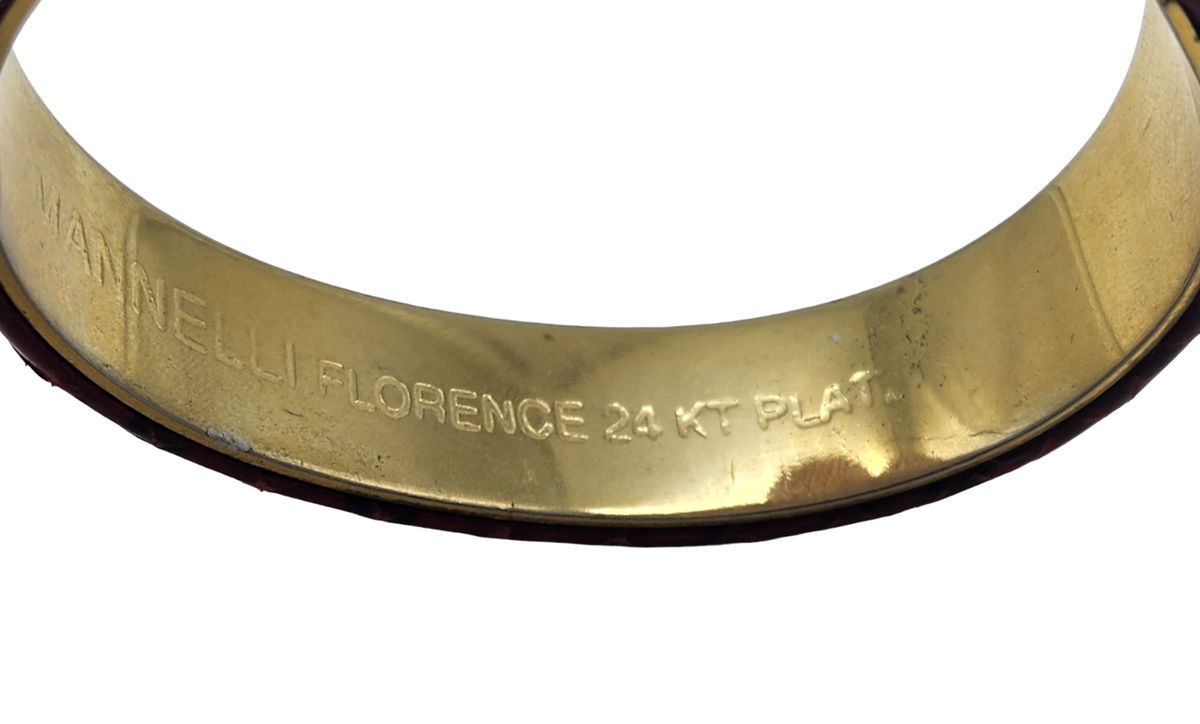 アクセサリー MANNELLI 24K GOLD PLATED Bracelet Mannelli Florence 24K Gold Plated Silver Leather Vintage