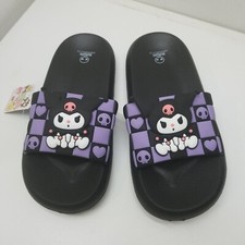 Sanrio Kuromi Black Purple Slides Size 8.5 Shoes Room Lounge Slippers