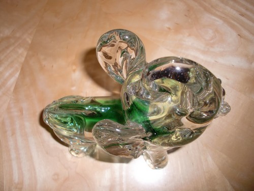 VTG~ELEPHANT~HAND BLOWN~ART GLASS~CLEAR w/GREEN SCULPTURE FIGURINE 9"Tall/5LB - Picture 9 of 9