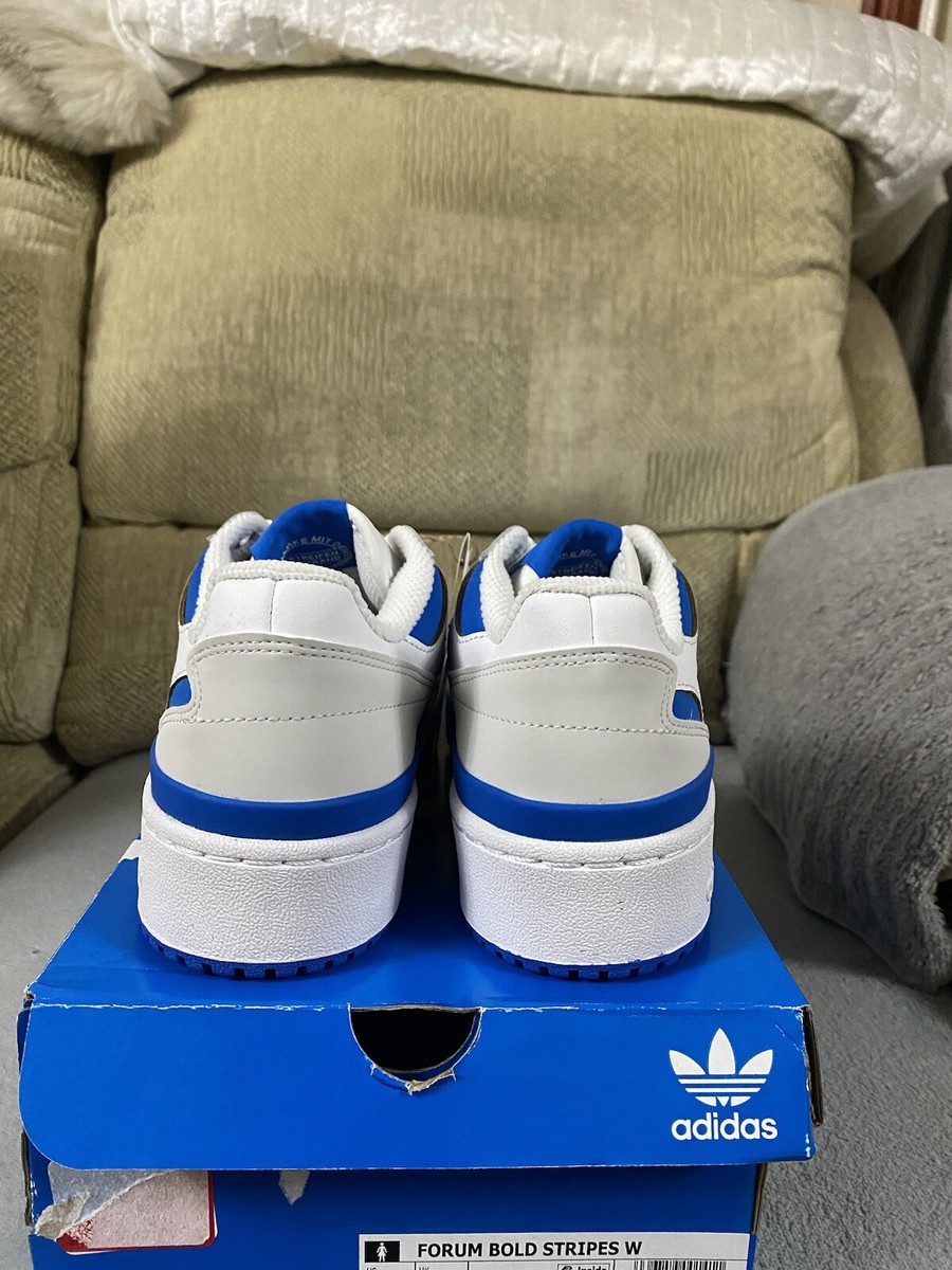 Adidas Originals Forum Bold Stripes W White Blue Shoes BNIB