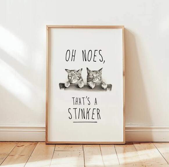 Funny Bathroom Art Cat Print Bathroom Wall Decor Cat Bathroom Quote Cat