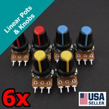 6pcs B10K 10K Ohm Linear Taper Potentiometer  Knobs Single Gang Pot 6x U25