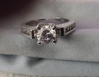 Engagement Ring Silver Tone with Round Crystal Stones Size 6