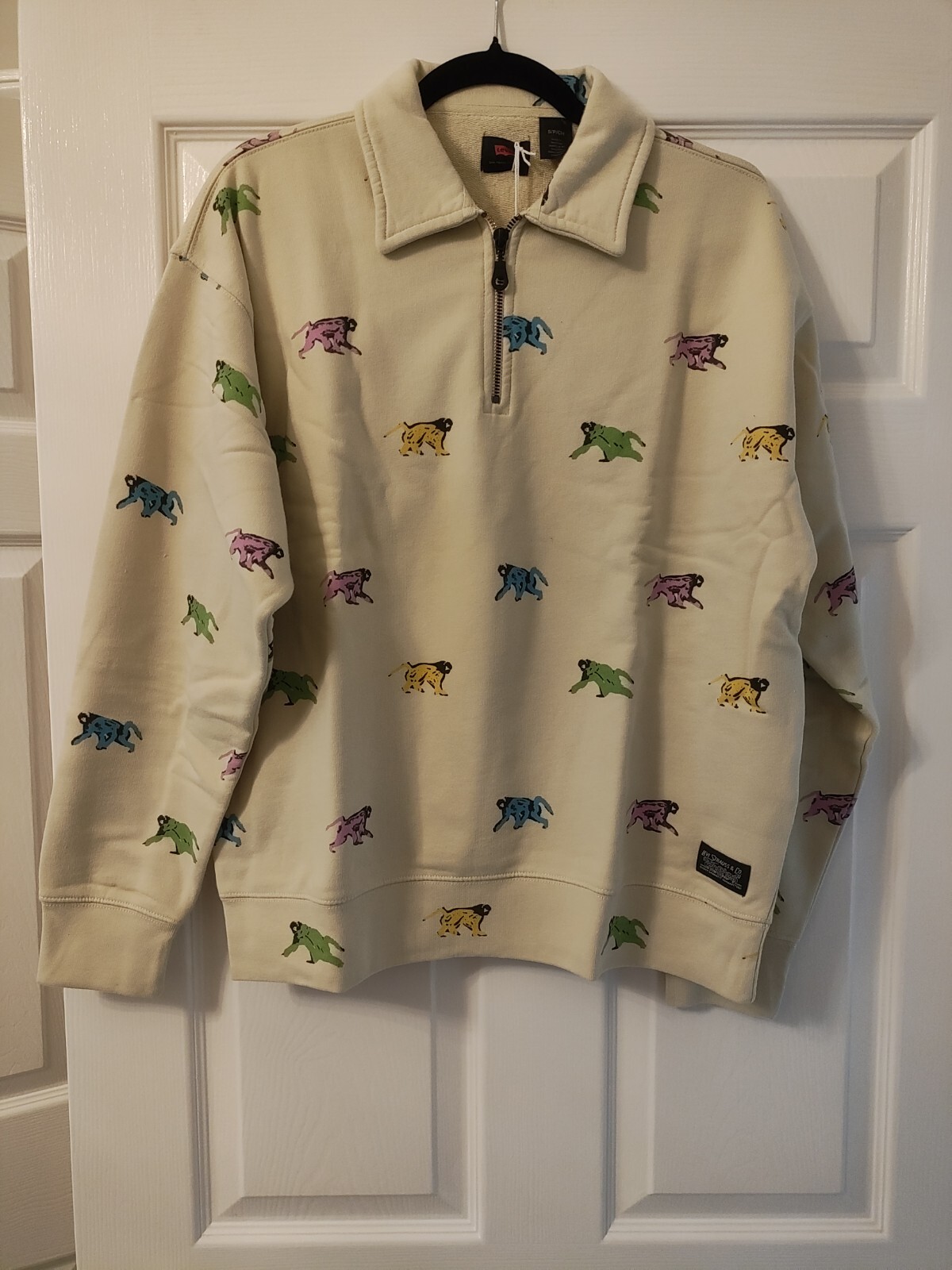 New Levi's X Creative Growth Small Beige Multicolor Monkeys Men's Sweatshirt NWT