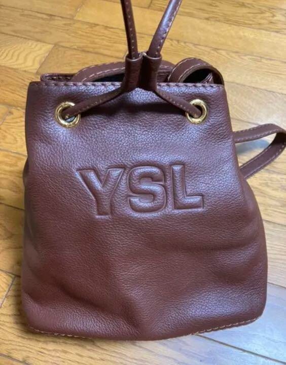 Yves Saint Laurent borsa vintage marrone borsa con cordini AUTENTICA donna