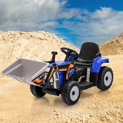 12V Kinder Aufsitzbagger | Elektrobagger Spielzeugauto mit Lader & Sound