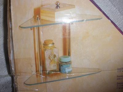 Zenith SS40 Bathstyler 2 tier wall Corner Triangle tempered Glass Shelves