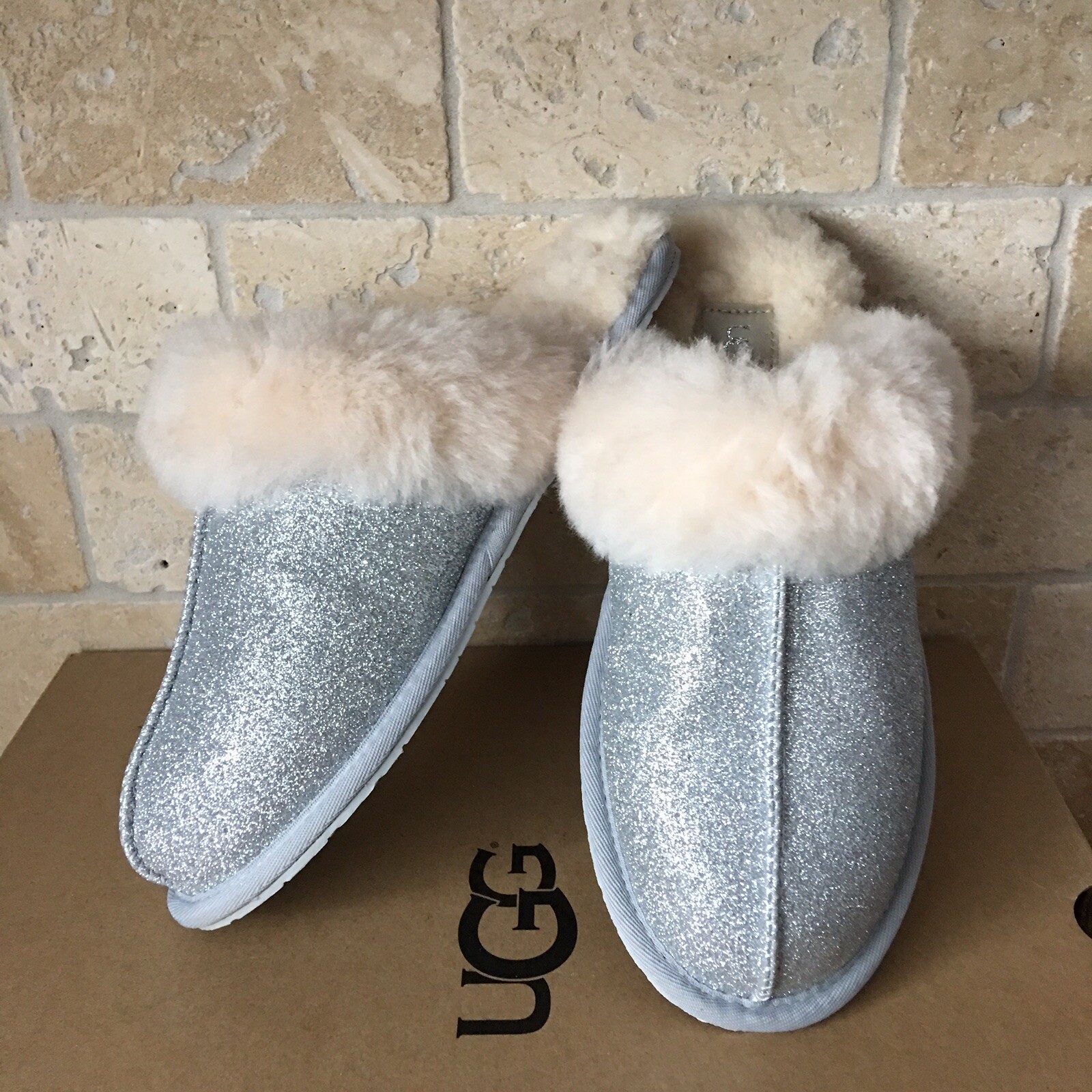 silver glitter ugg slippers