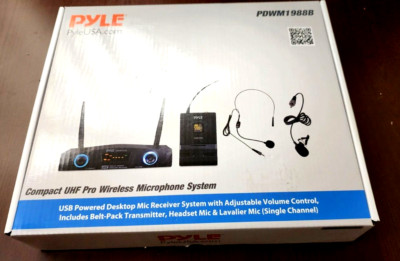 Pyle PDWM1988B Compact UHF Wireless Microphone System, Digital Mic Receiver