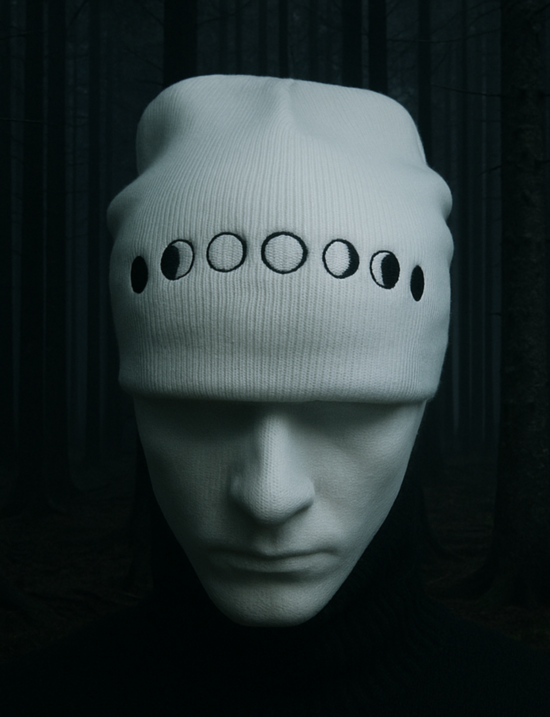 Moon Phases Embroidered Beanie Winter Skull Cap Hat-image