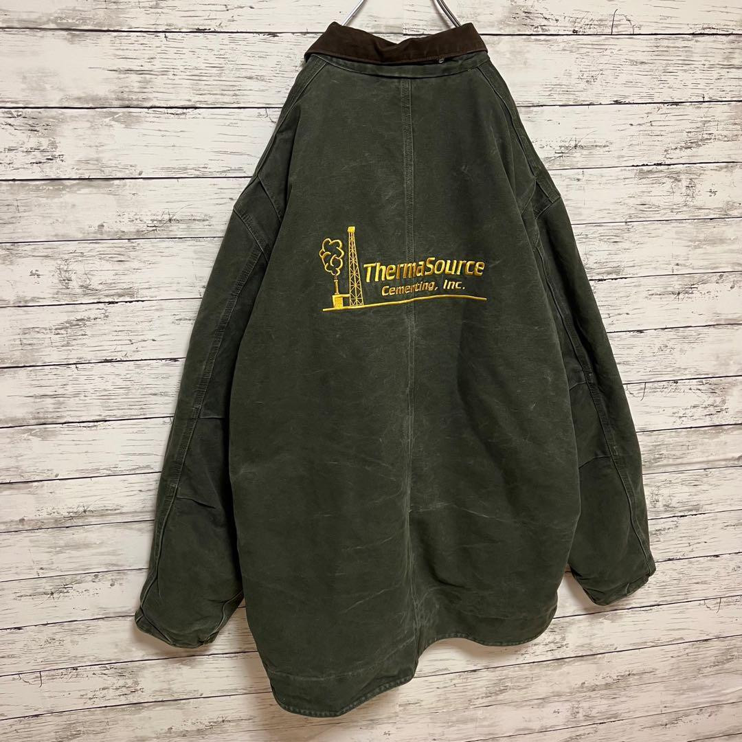 2239 Rare 2Xl Size Carhartt Leather Logo Corporate Duck Blouson  