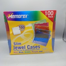 100 Pack Memorex Jewel Cases Multi Color Slim CD BRAND NEW Factory Sealed