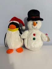 Ty Beanie Babies Zero the Penguin and Coolston the Snowman(Christmas theme)