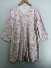 MISS ELAINE Robe L Floral Robe House Coat Terry Lounge Knee Length Blue