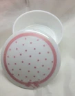Vintage Arcopal France Pink/White Polka Dot Milk Glass Trinket Dresser Box