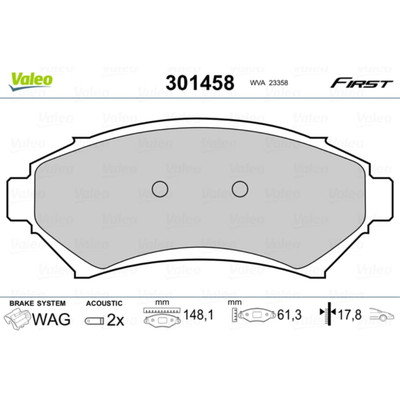 Bremsbelagsatz Scheibenbremse VALEO 301458 für Opel Pontiac Chevrolet Cadillac