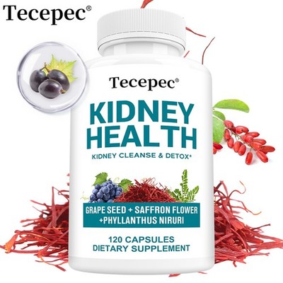 Kidney Cleanse Detox Supplement,With Grape Seed,Saffron,Turmeric 120 Capsules