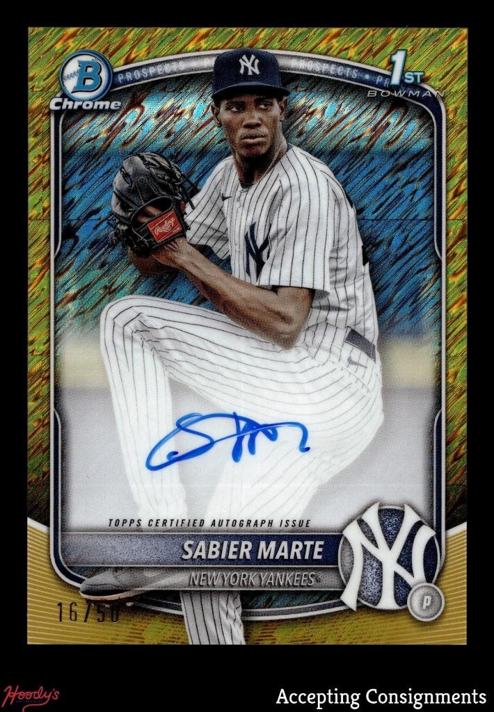 2025 Bowman Chrome Gold Shimmer Refractor Sabier Marte 1st Rookie AUTO 16/50