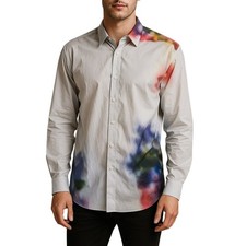 Paul Smith Shirt Mens L Button Front Multicolor Tie Dye Art Made in Portugal