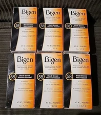 6 Boxes Of Bigen Permanent Powder Hair Color - 58 Black Brown