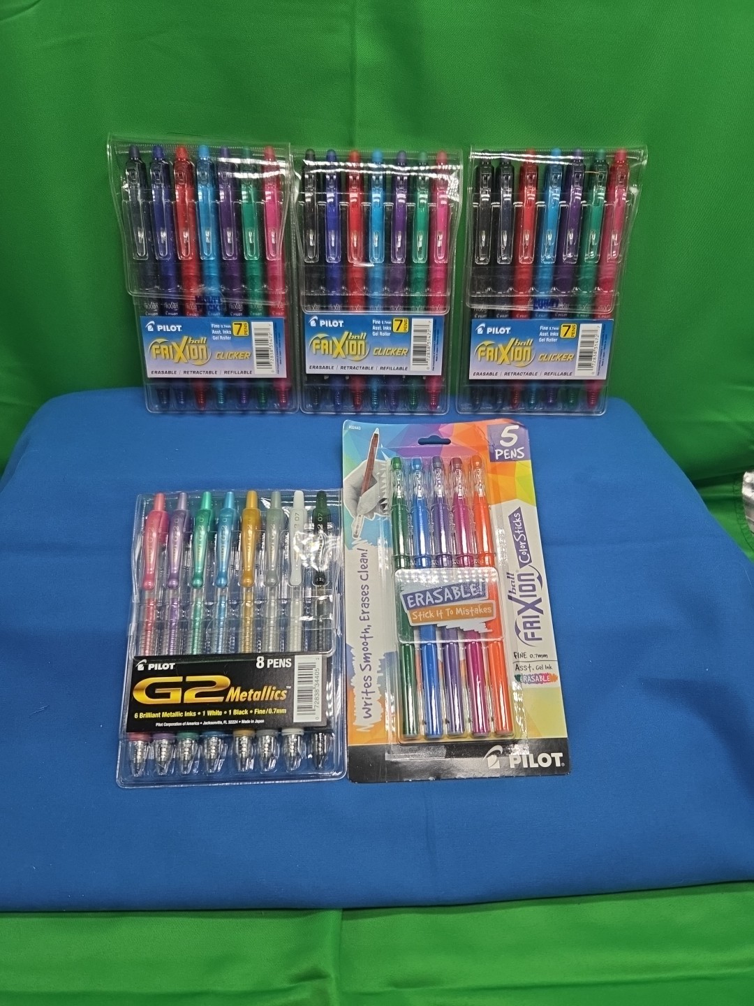 5 PACKS Pilot Ball FriXion and G2 Metallics Assorted Inks Al