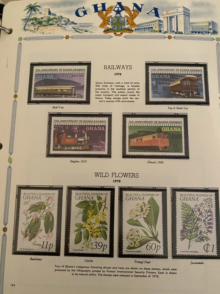 COLECCIÓN MNH DE SELLOS DE GHANA EN PÁGINAS AS BLANCAS Y EN CARPETAS AS BLANCAS Foto 2 de 3