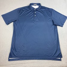 Peter Millar Summer Comfort Polo Golf Shirt Men XL Blue Geometric Stretch Casual