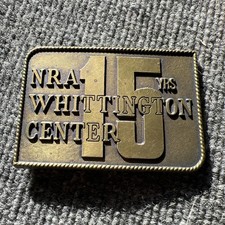 Vintage Belt Buckle NRA Whittington Center 15 years Brass Q739