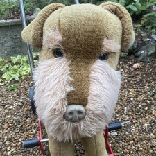 Vintage Merrythought Terrier Dog Push Along Ride On Baby Walker Plush Toy