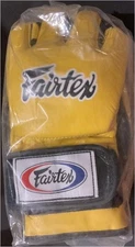 Fairtex Ultimate Combat Open Thumb Grappling MMA Gloves - Large, Yellow/ Black