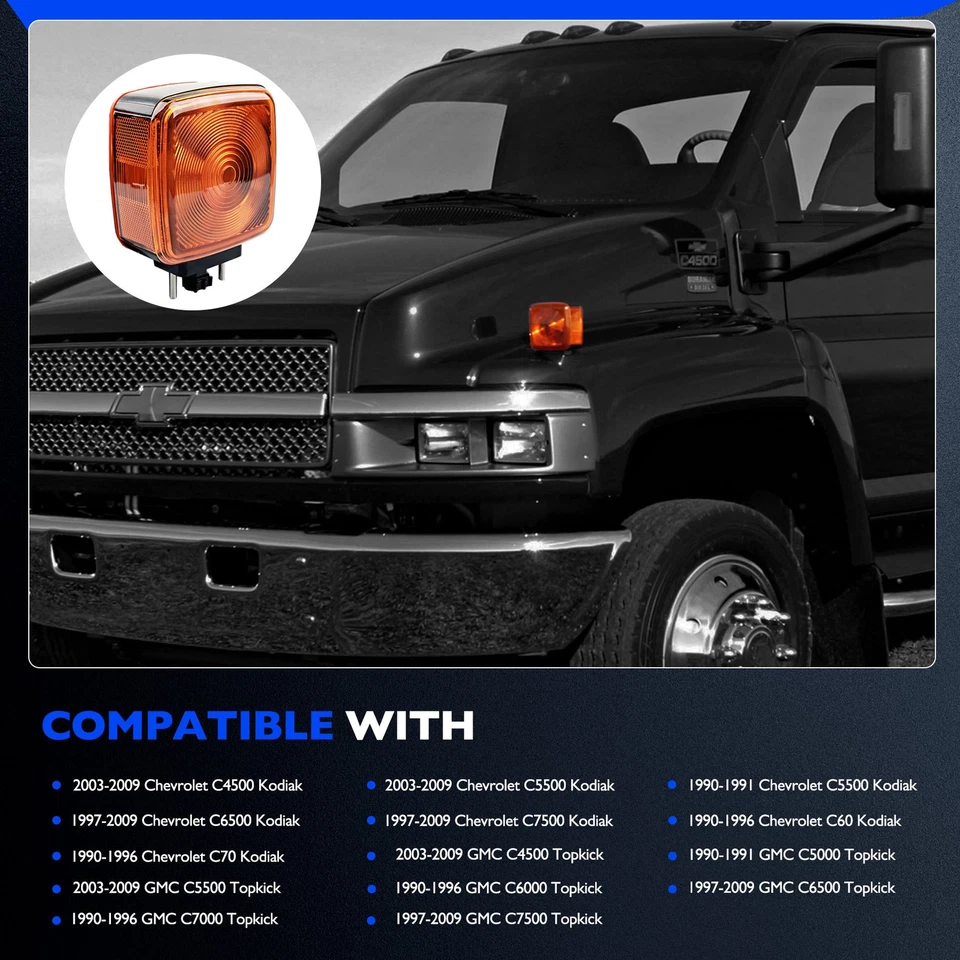 Topkick Turn Signal Light For 90-09 GMC Chevrolet C4500 C5500 Kodiak 15148648 Foto 3 de 4