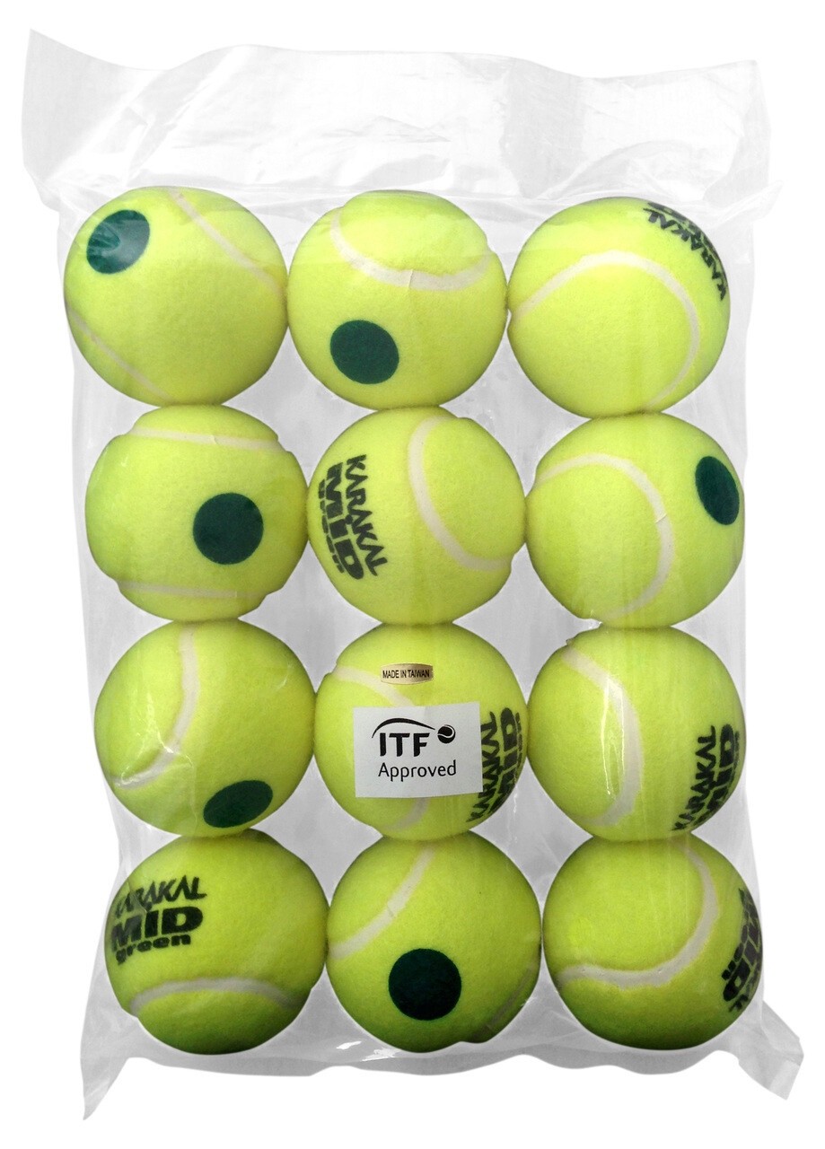 Karakal Mid Green Junior Tennis Balls Dozen