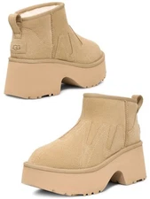 UGG Ultra Mini New Heights Sunwave Women's Suede Wool Lined Platform Boots US 10