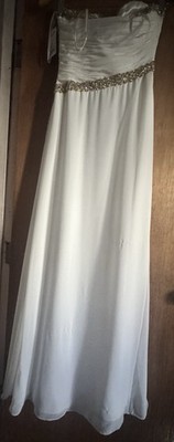 May Queen Couture White Sequins Strapless Gown Dress Size 6