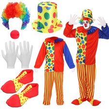 Funtery 7 Pcs Clown Costumes Set for Adults Carnival Large, Rainbow Color