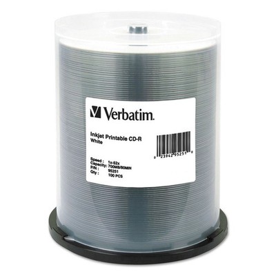 Verbatim 95251 CD-R 700 MB 52X White Inkjet Printable (100/Pack) New