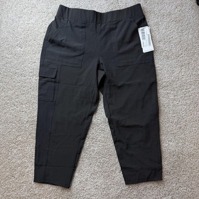 RBX Capri Pants Womens Large Black Stretch Woven Cargo Pockets Hiking Activewear