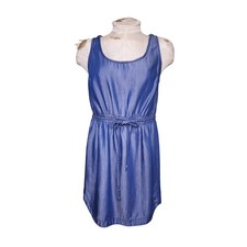 Blue Jean Chambray Ann Taylor Loft Sleeveless Drawstring Shirt Dress Small
